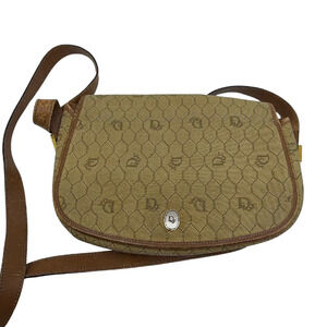Christian Dior Honeycomb Flap Brown Canvas Shoulder Bag
